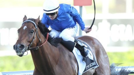 01042017. Sydney Races. Jockey Zac Purton rides It's Somewhat to win race 9, The Doncaster Mile, during Sydney Racing at ...