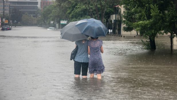 Rain from ex-cyclone Debbie floods Windsor.