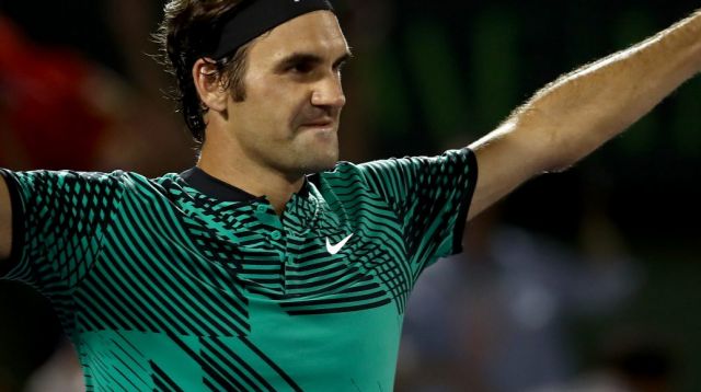 Thriller: Roger Federer celebrates his win over Nick Kyrgios.