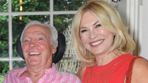 Kerri-Ann Kennerley with husband John and his son Simon at Chiswick's fifth birthday on Tuesday in Woollahra, Sydney.
