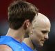 Struggling: Suns players, including former captain Gary Ablett, after the huge loss to Greater Western Sydney on Saturday. 
