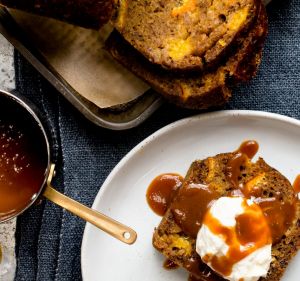 Mandarin, date pudding with butterscotch. 