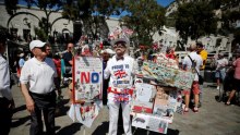 A man from Gibraltar shows his support Britain