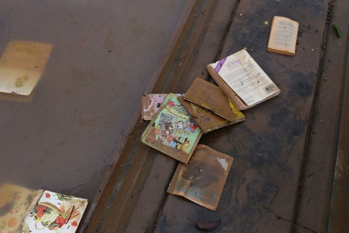 Soggy books in Lismore