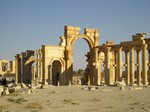 The ruins of Palmyra lying on the Syrian desert on the outskirts of Tadmur.