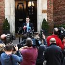 Secretary of State James Brokenshire speaks to media at Stormont yesterday