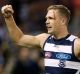 Bloodied but unbowed: Geelong captain Joel Selwood picked up 7 votes in a bruising battle against North Melbourne.