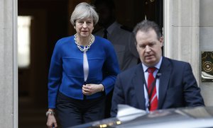 Britain's Prime Minister Theresa May leaves 10 Downing Street, in London, Thursday, March 30, 2017.