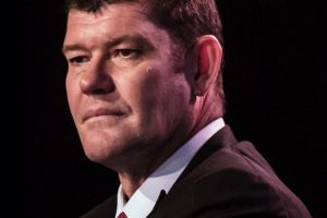 Billionaire James Packer, co-chairman of Melco Crown Entertainment Ltd., attends a news conference at Melco's Studio ...