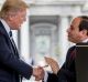 President Donald Trump greets Egyptian President Abdel Fattah Al-Sisi as he arrives at the White House in Washington.