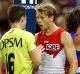 Don't argue: Sydney's Callum Mills wasn't harshly penalised.