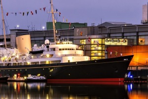 The Royal Yacht Britannia is now moored as a tourist attraction in Leith, Edinburgh.