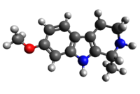 3D diagram of the chemical structure of tetrahydroharmine