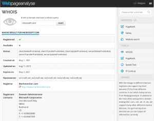 Whois Tool WebPageAnalyse