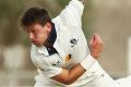 James Pattinson hurls one down for the Bushrangers in the Sheffield Shield final.