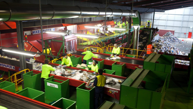 The sorting floor at Suez' Bibra Lake recycling facility. 