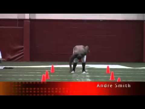 Andre Smith runs the 40 yard dash