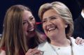 Chelsea Clinton on stage with her mother Hillary on the final day of the Democratic National Convention in Philadelphia ...