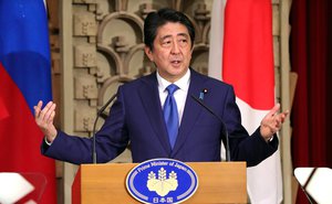 Prime Minister of Japan Shinzo Abe in Press statement following Russian-Japanese talks, Tokyo, Japan