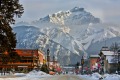 Snow centre: Banff Avenue, Banff, looking towards Cascade Mountain. The Mount Norquay ski-field is nearby.