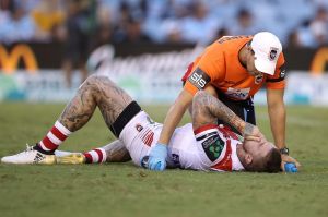 Josh Dugan continued playing after a head knock against Cronulla.