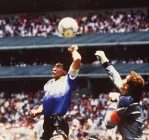Hand of God: Diego Maradona sent the ball into the back of the net.