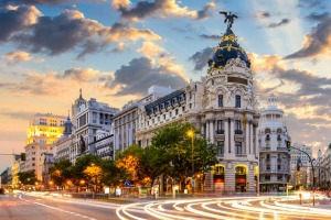 The view at Calle de Alcala and Gran Via.