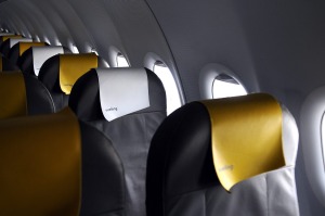 Passenger seats  on an Airbus A320.
