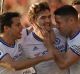 Chelsea's Marcos Alonso celebrates with his team mates.