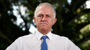 Prime Minister Malcolm Turnbull addresses the media during a doorstop interview after his visit to the Bomana War ...