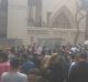 The scene outside the Tanta church immediately after the explosion.