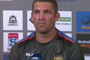 In tears: Force captain Matt Hodgson addresses the media after beating the Kings and learning of the SANZAAR decision.