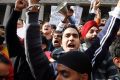 Members of the Indian student community protest at the lack of action after violent attacks on international students in ...