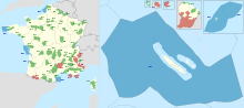 color map showing Regional natural parks of France