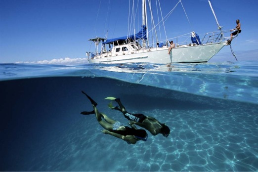 Snorkelling on a private yacht.