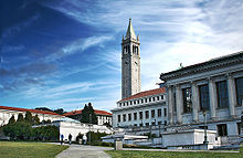 Greek style buildings and a clock tower