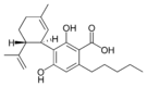 Chemical structure of cannabidiolic acid.