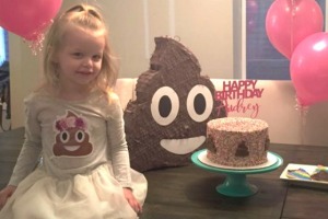 Audrey with some the food from her poo party.