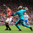 Big blunder: Marcus Rashford takes full advantage of Ali Al-Habsi’s error to get his second goal in the 4-0 win over Reading