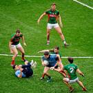 Mayo will need to relentlessly pressurise the Dublin attack if they are to give themselves a chance of victory. Picture: Dáire Brennan / SPORTSFILE