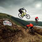 Pictured is, Gee Atherton (two-time Downhill World Champion) during a practice session in Rostrevor, Co. Down as part of Red Bull Foxhunt, one of the biggest mass start downhill events in Europe Red Bull Foxhunt takes place tomorrow (4th October) when, over 400 riders (the hounds) will hit the Mourne Mountains and try to outfox Gee Atherton (the fox)