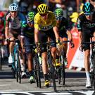 Out in front: Chris Froome has the Tour de France's leader's yellow jersey but was expecting more of a challenge from his rivals on stage 15