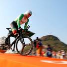 Ireland's Colin Lynch competes in the Men's Time Trial C2
held in Pontal during the seventh day of the 2016 Rio Paralympic Games in Rio de Janeiro, Brazil. PA