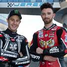 Close call: Jonathan Rea (left) and Glenn Irwin almost came