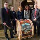 Reaching out: Danny Murphy (far right) at a cultural event with (from left) Lambeg drummer Mark Anderson, Professor Richard Barnett, Magee University, former Culture Minister Caral Ni Chuilin, and Professor Deirdre Heenan, Provost of Magee