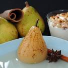 Poached pears in white wine with cinnamon and star anise