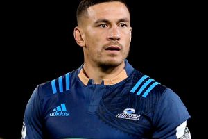 Talking point: Sonny Bill Williams covered his collar logo up on Saturday night..