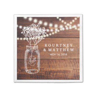 BABY'S BREATH RUSTIC COUNTRY | MASON JAR WEDDING NAPKIN