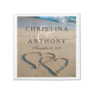 Heart on the Shore Beach Wedding Napkin