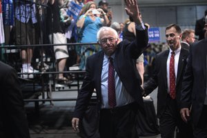 U.S. Senator Bernie Sanders speaking with supporters at the Agriculture Center at the Arizona State Fairgrounds in Phoenix, Arizona, 19 March 2016